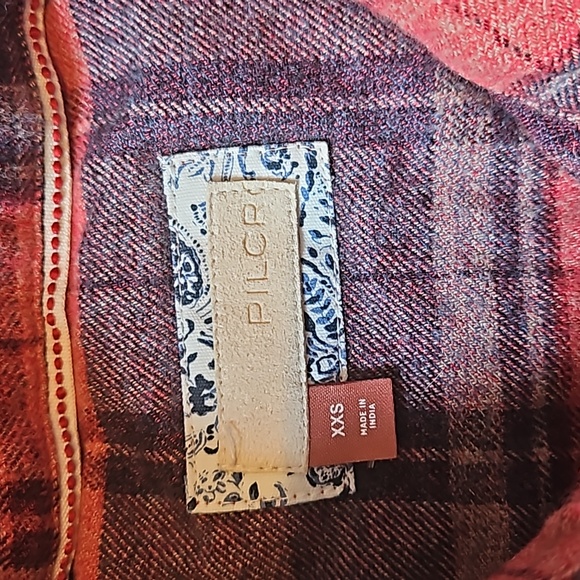 PILCRO Ruffled Flannel Button down Anthropologie Women's XXS Long Sleeve Shirt - Picture 7 of 8